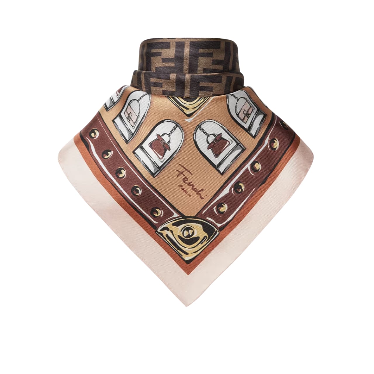 FENDI FF FOULARD BROWN 90CM FXT091AQD6F1N3I