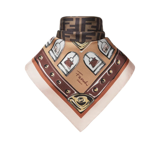 FENDI FF FOULARD BROWN 90CM FXT091AQD6F1N3I