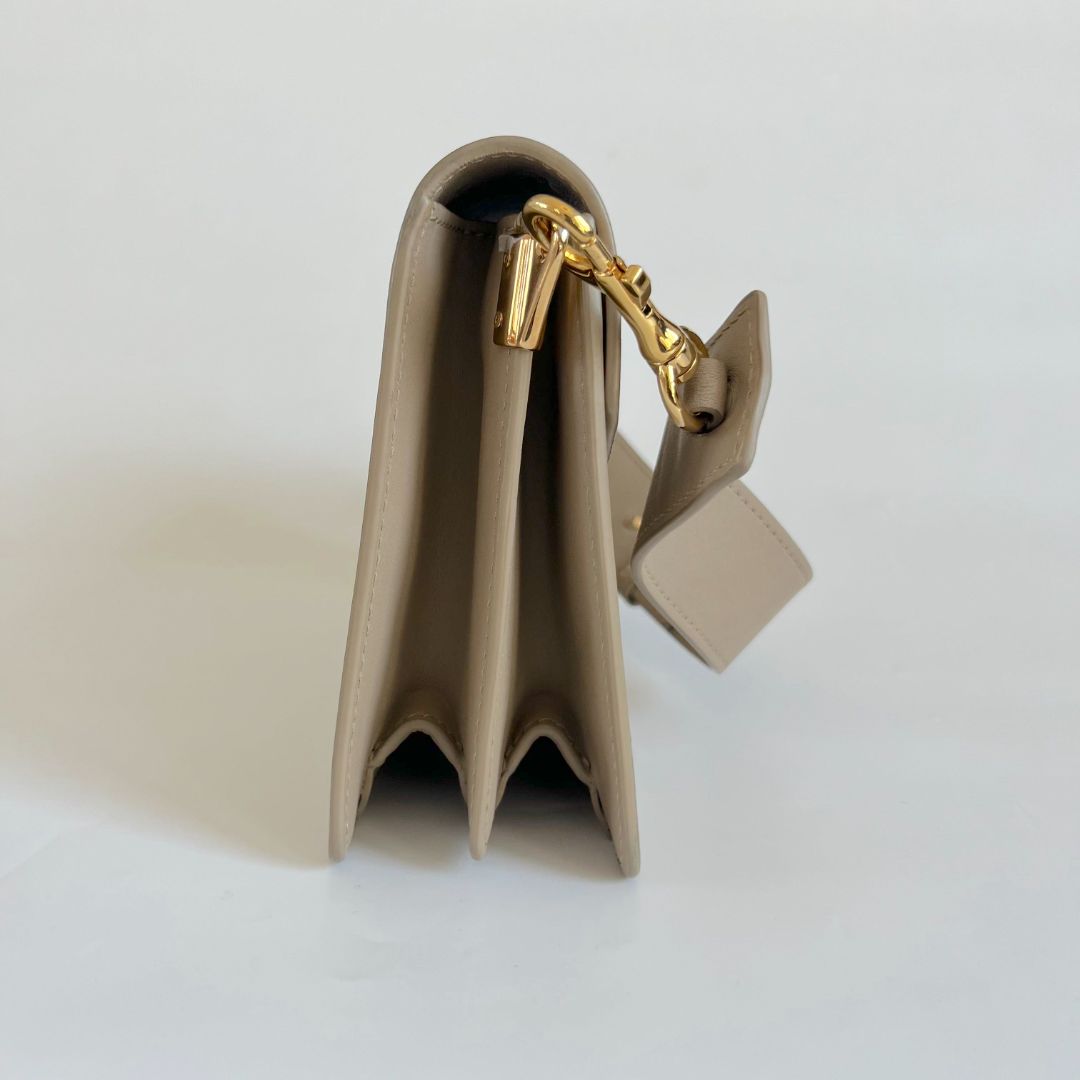 JW Anderson Logo Beige Leather Shoulder Bag