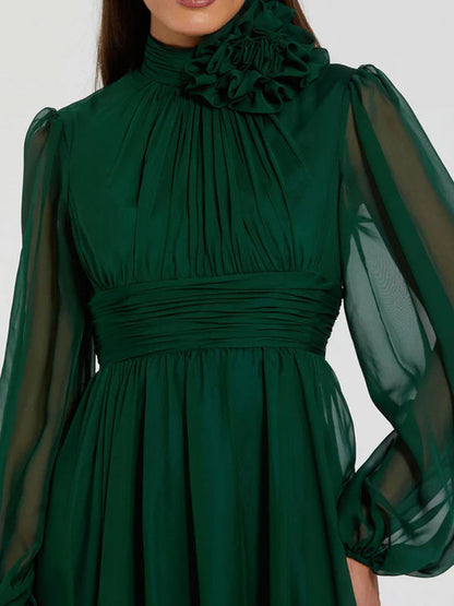 Chiffon Waist Elegant Mesh Women's Dress