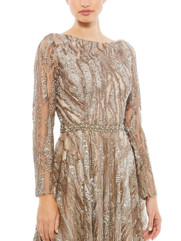 Sequin temperament long-sleeved party lady dress