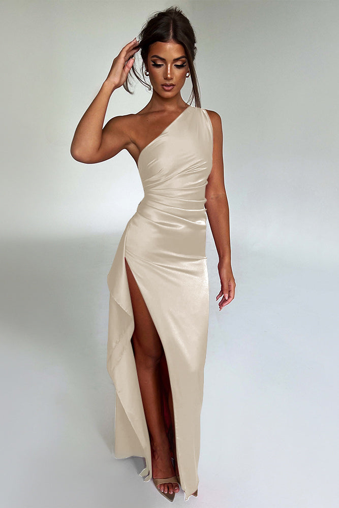loveedsTM-Sexy one-shoulder slim-fitting long slit backless dress