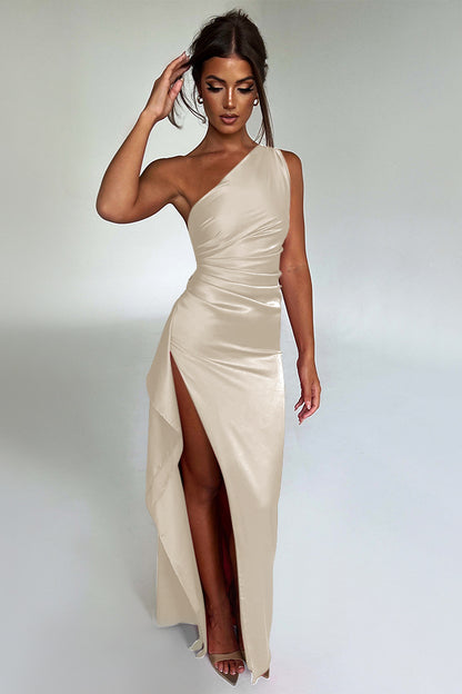 loveedsTM-Sexy one-shoulder slim-fitting long slit backless dress