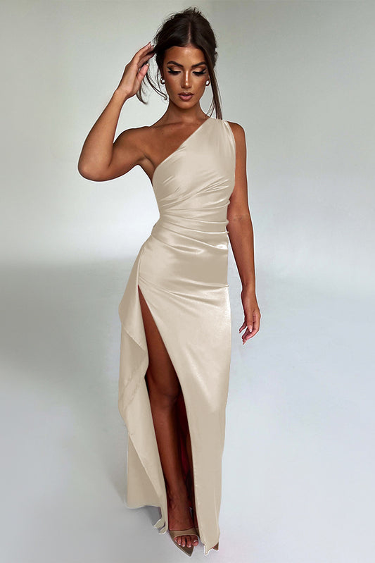 loveedsTM-Sexy one-shoulder slim-fitting long slit backless dress