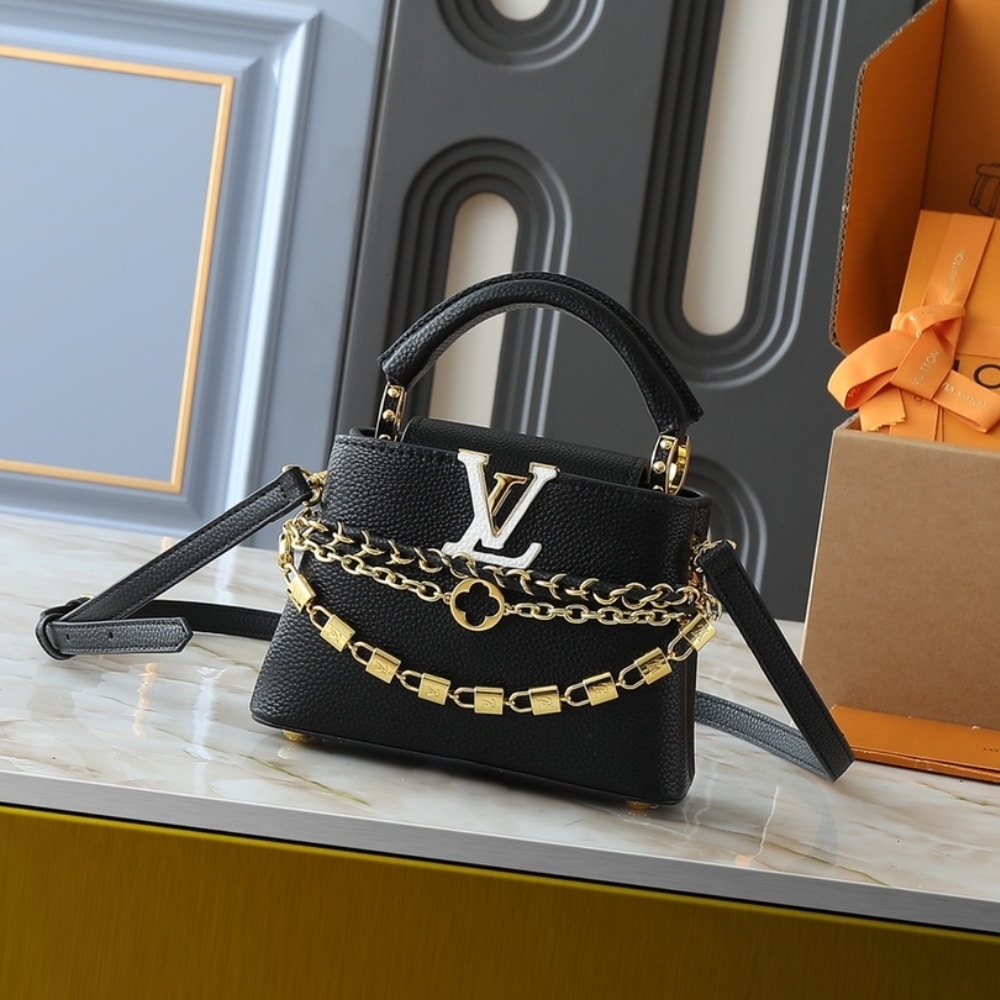 LOUIS VUITTON CAPUCINES BB BLACK 21CM M12345