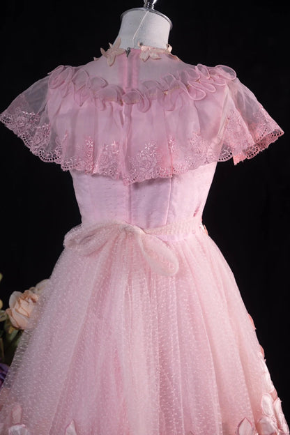 Pink Sweet Tulle Homecoming Dress Vintage Prom Dress Birthday Dress gh4542