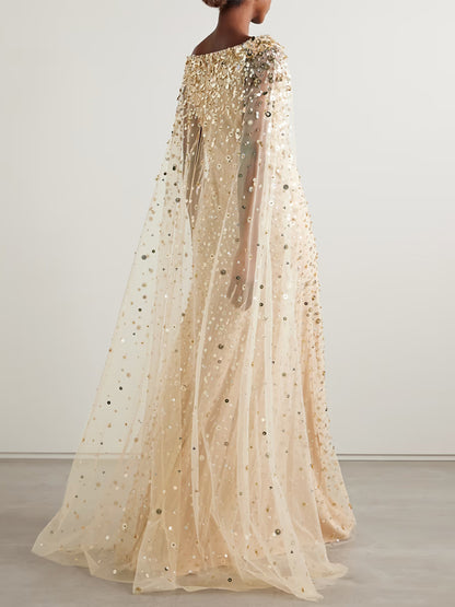 Mesh Sequins Maxi Dress