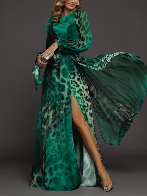 Leopard Print Chiffon Party Dress