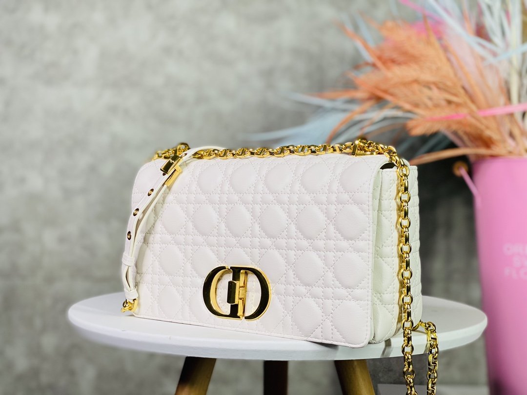 Dior Large Dior Caro Bag Black Supple Cannage Calfskin Women