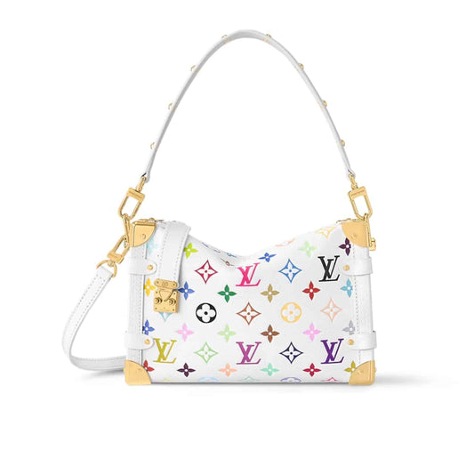 LOUIS VUITTON X TAKASHI MURAKAMI SIDE TRUNK MM BAG MULTICOLORE BLANC 23CM M14046