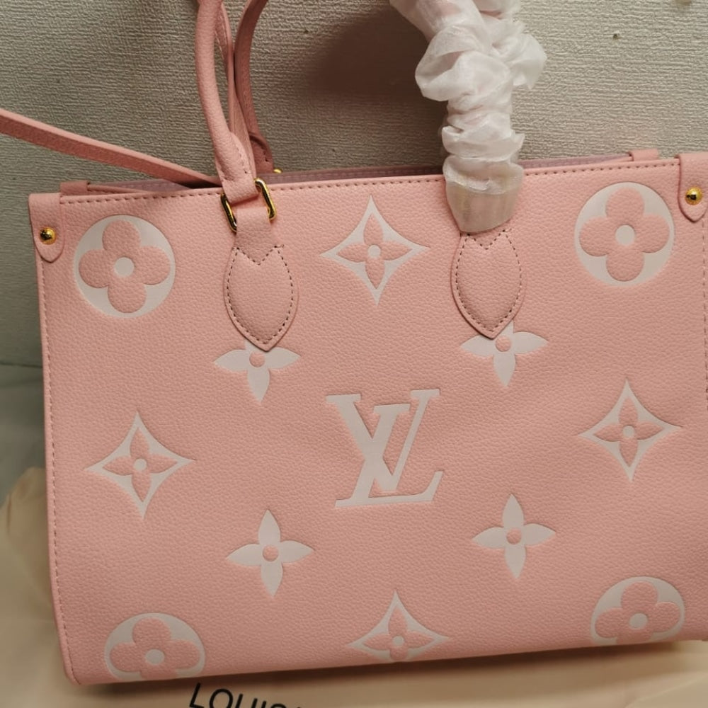 LOUIS VUITTON ONTHEGO MM MONOGRAM EMPREINTE LEATHER TRIANON PINK 33CM M46286