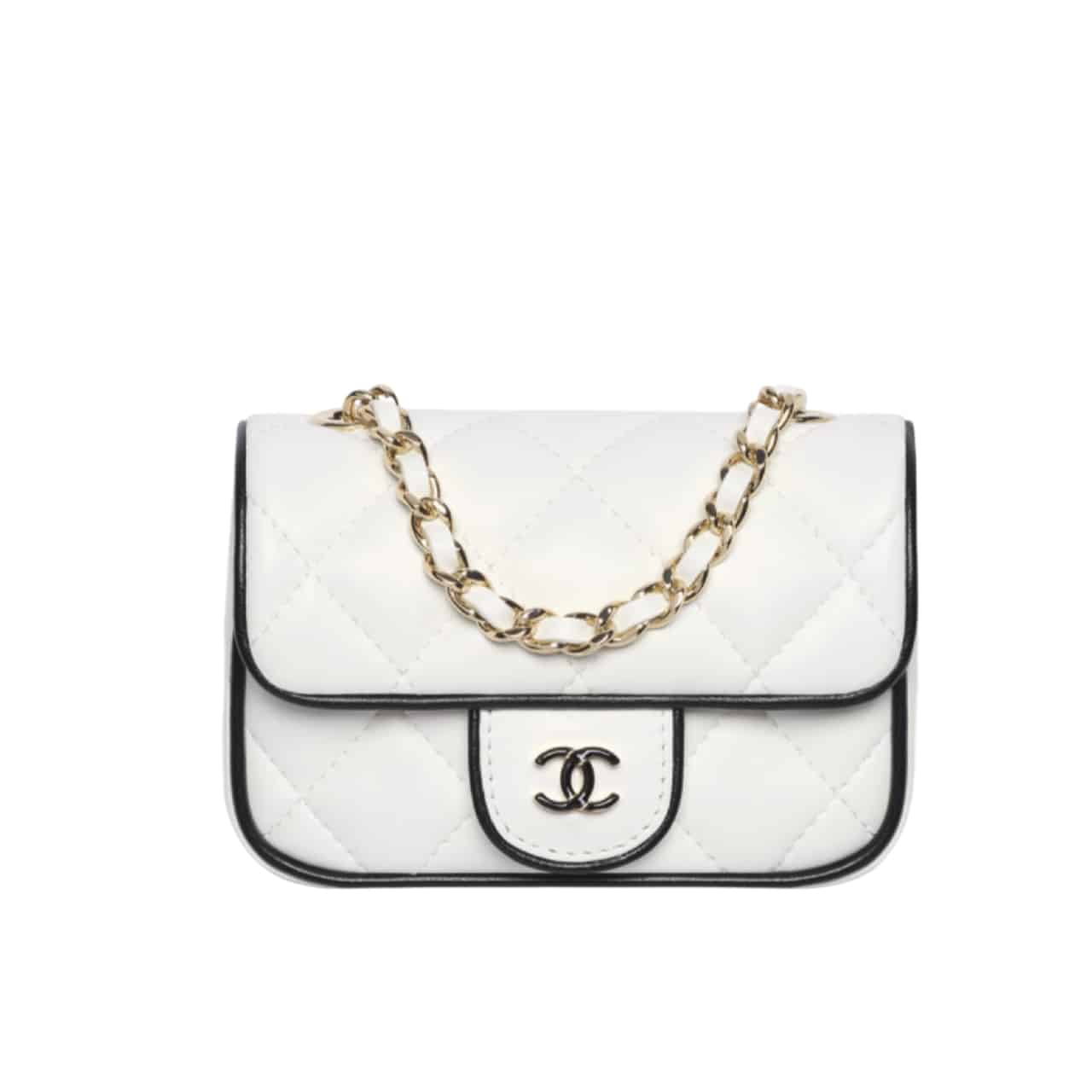 CHANEL CLUTCH WITH CHAIN WHITE AND BLACK 18CM AP4512 B19460 NAFJQ