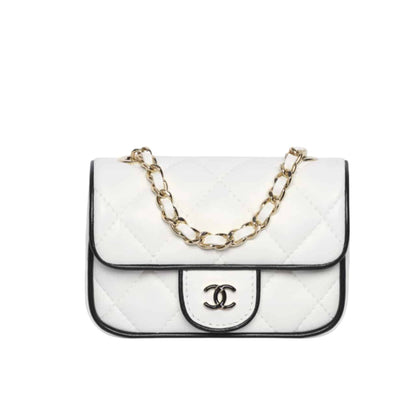 CHANEL CLUTCH WITH CHAIN WHITE AND BLACK 18CM AP4512 B19460 NAFJQ