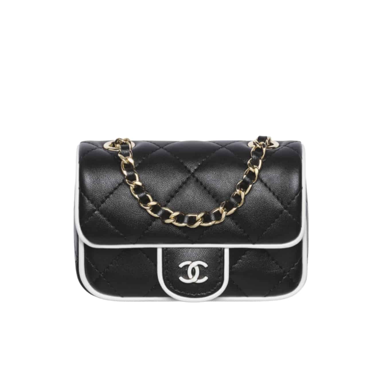 CHANEL CLUTCH WITH CHAIN BLACK AND WHITE 18CM  AP4512 B19460 NAFJO