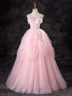 Pink Fashion Elegant Long Tulle Quinceanera Gowns Ball Gown Evening Dress gh4886