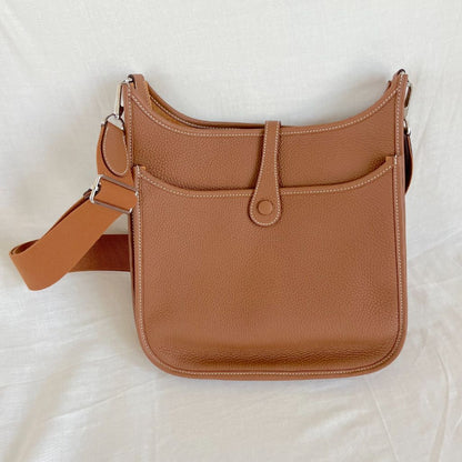 Hermès Gold Clemence Leather Evelyne III PM Bag