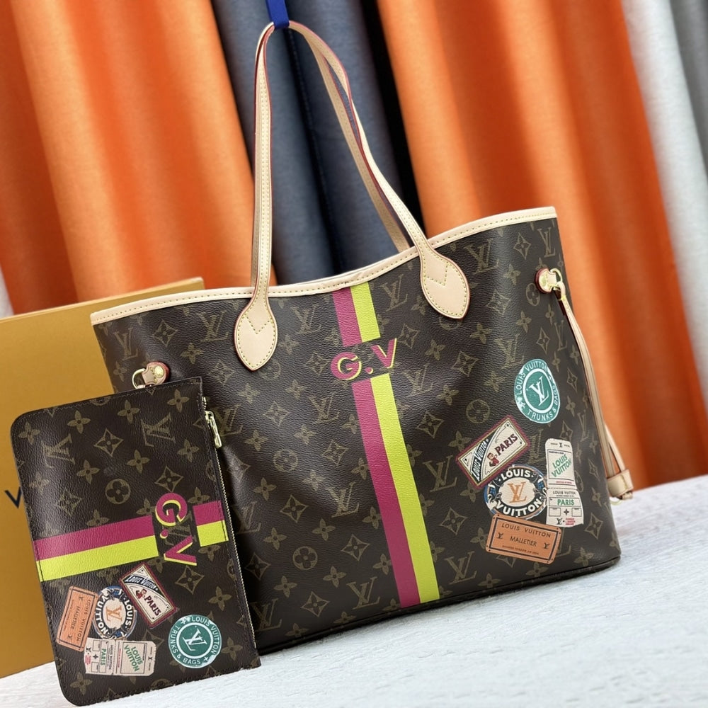 LOUIS VUITTON SAC NEVERFULL MM MON MONOGRAM BROWN 31CM P01926