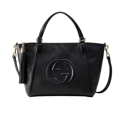 GUCCI SOHO SMALL TOP HANDLE BAG BLACK 32CM 369176 A7M0G 1000