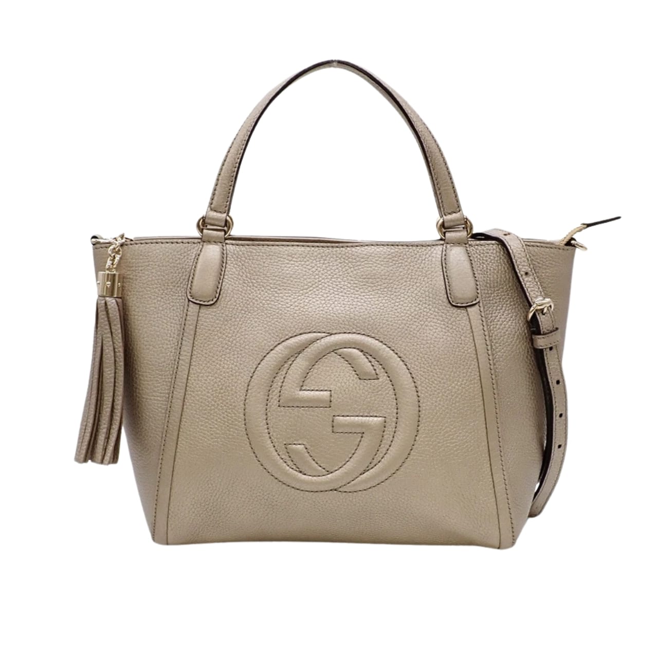 GUCCI SOHO SMALL TOP HANDLE BAG BEIGE 32CM