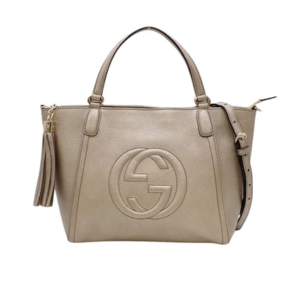 GUCCI SOHO SMALL TOP HANDLE BAG BEIGE 32CM