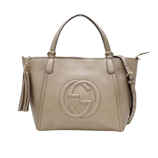 GUCCI SOHO SMALL TOP HANDLE BAG BEIGE 32CM