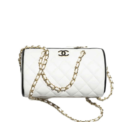 CHANEL CLUTCH WITH CHAIN WHITE AND BLACK 18CM  AP4515 B19460 NAFJQ