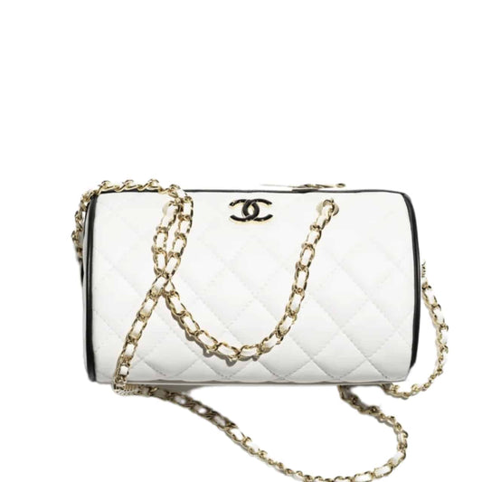 CHANEL CLUTCH WITH CHAIN WHITE AND BLACK 18CM  AP4515 B19460 NAFJQ