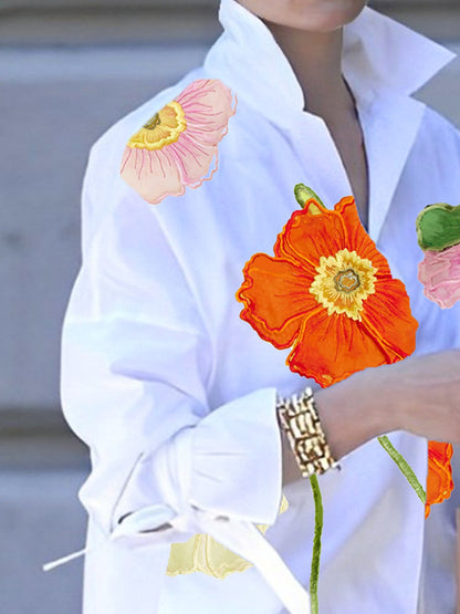 Shirt Collar Floral Loose Blouse