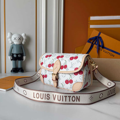 LOUIS VUITTON X TAKASHI MURAKAMI DIANE BAG MONOGRAM CHERRY WHITE 25CM