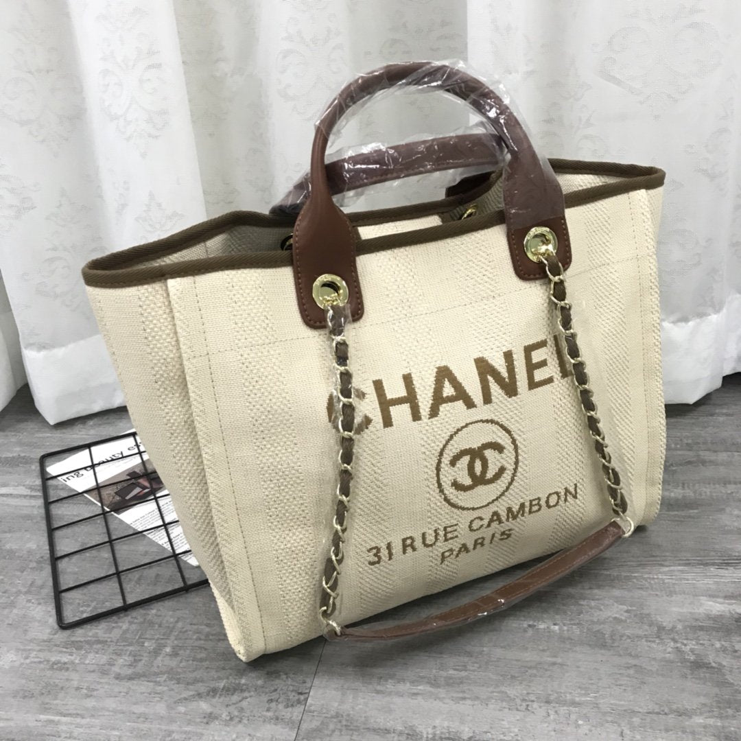 Chanel Deauville Small Straw Raffia Striped