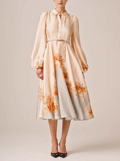 Elegant Chiffon Printed Temperament Women's Dress