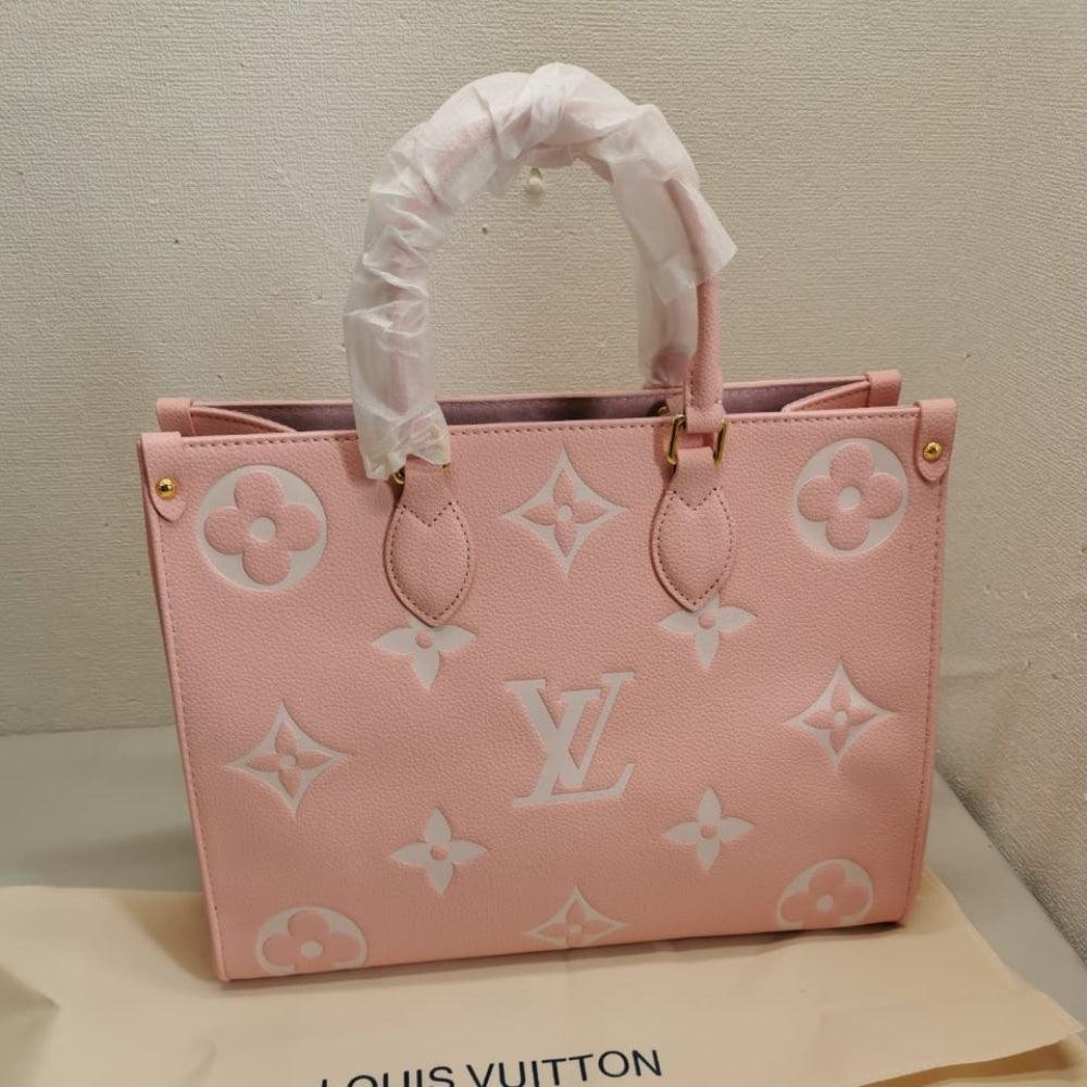 LOUIS VUITTON ONTHEGO MM MONOGRAM EMPREINTE LEATHER TRIANON PINK 33CM M46286