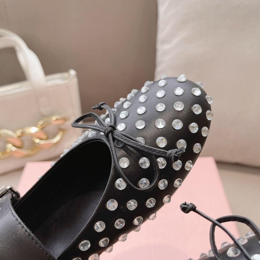 MIUMIU LEATHER BALLERINAS IN BLACK 5F212E 070 F0002 F 005