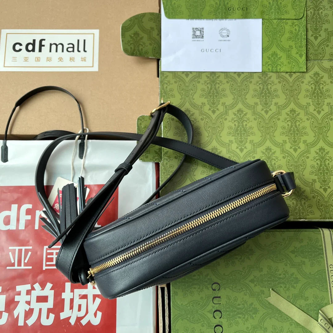 Gucci Blondie Small Shoulder Dark Blue Leather Bag - 21x15.5x5cm