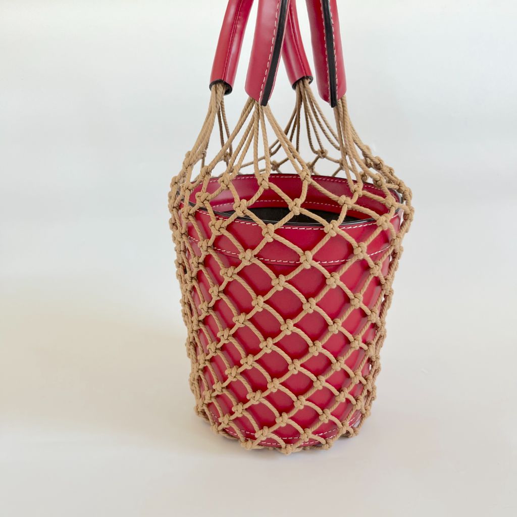 Staud Moreau Macramé and leather bucket bag