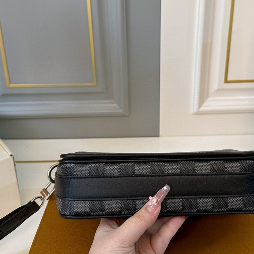LOUIS VUITTON STUDIO MESSENGER DAMIER BLACK AND GREY 23CM N50007