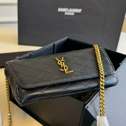 SAINT LAURENT GABY PHONE CASE BAG BLACK 19CM