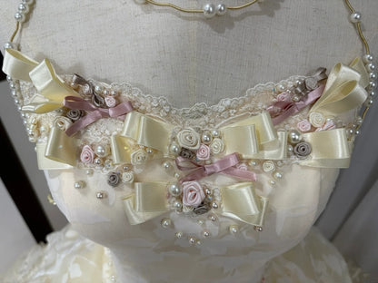 Yellow floral beaded long tulle ball gown 16th birthday dress Quinceanera Dress gh4737