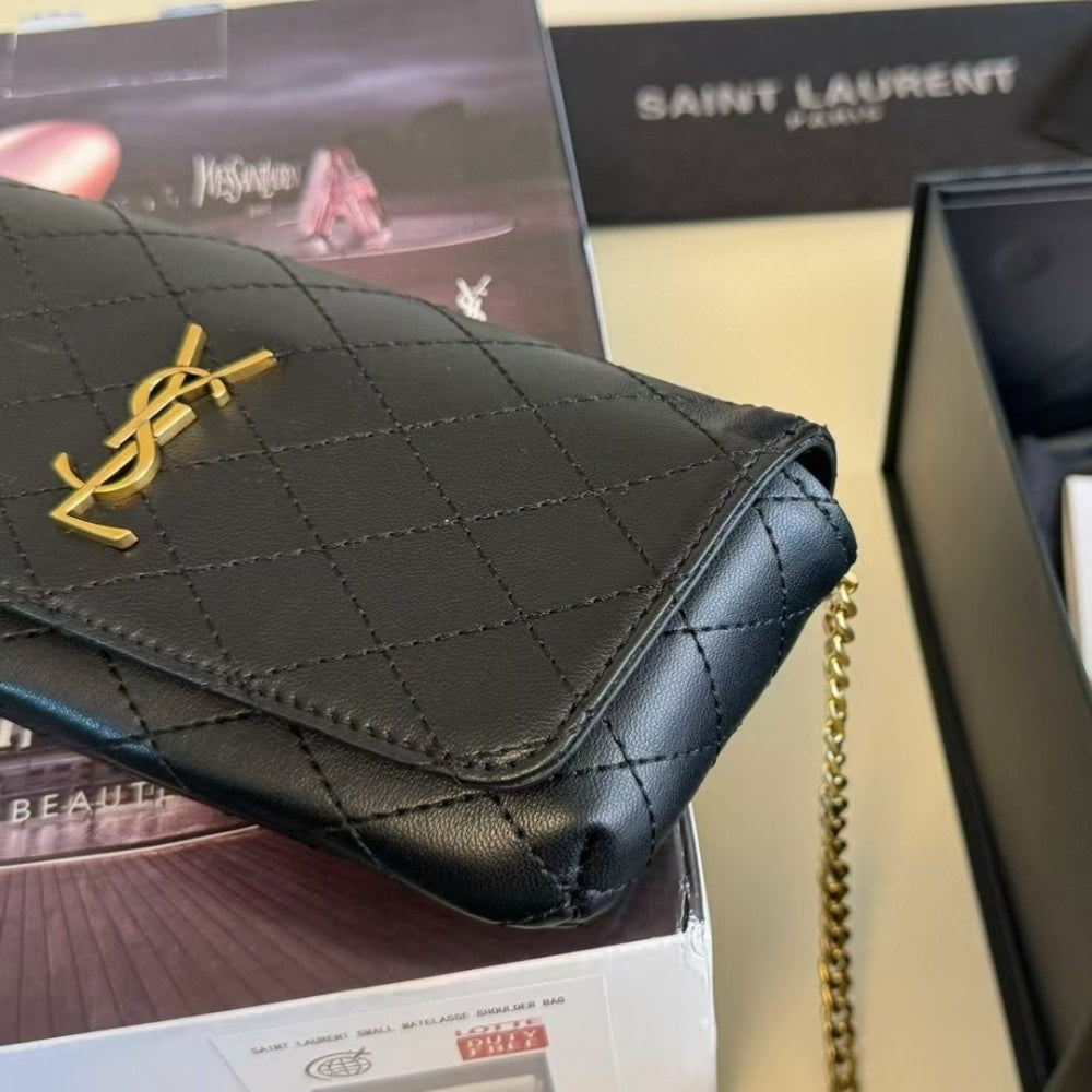 SAINT LAURENT GABY PHONE CASE BAG BLACK 19CM