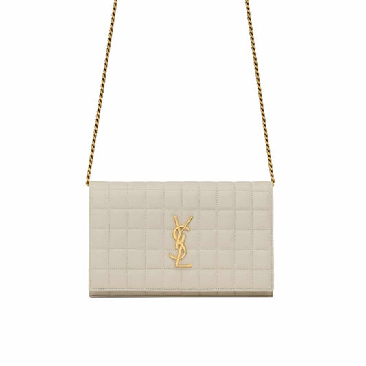 SAINT LAURENT CASSANDRE CHAIN WALLET WHITE 23CM 743346AABVP9207
