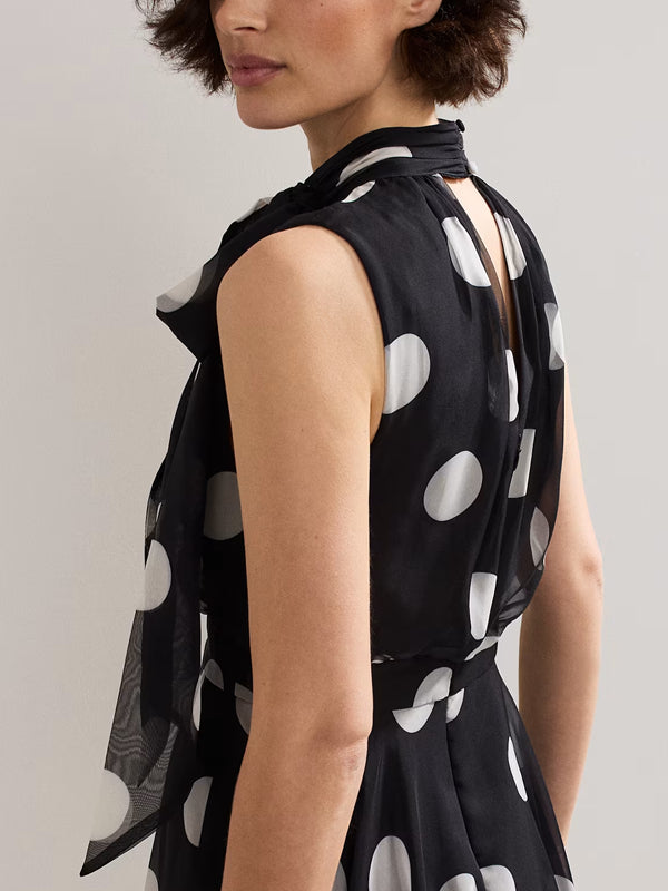 Elegant Chiffon Polka Dot Women's Dress