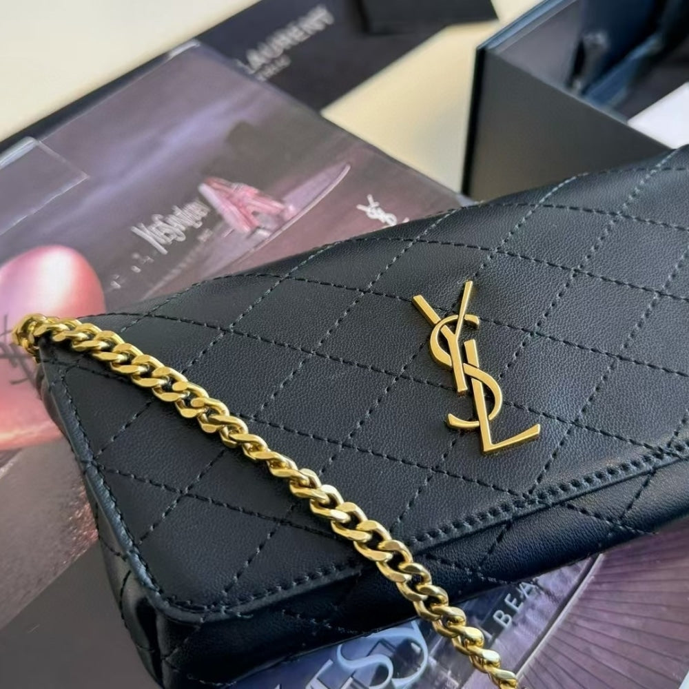 SAINT LAURENT GABY PHONE CASE BAG BLACK 19CM