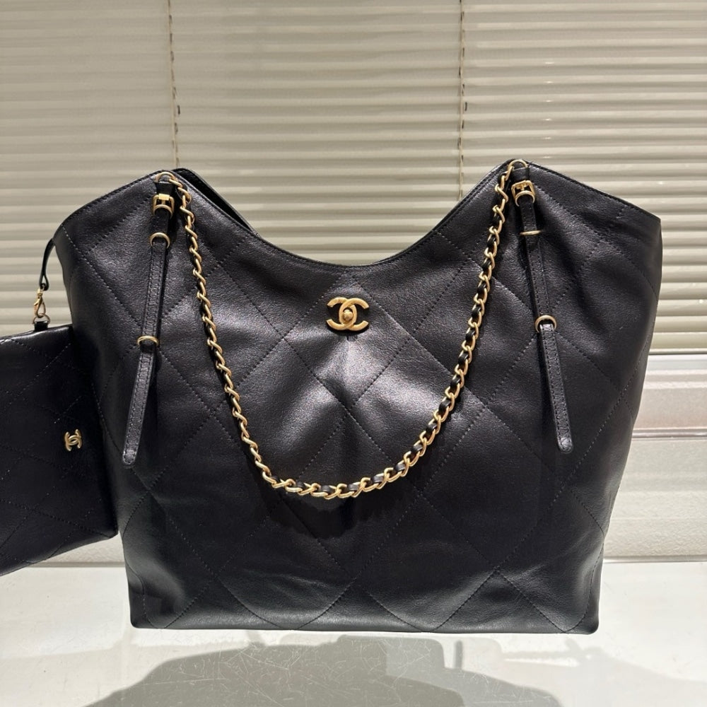 CHANEL MAXI SHOPPING BAG BLACK 28CM AS5463 B20565 94305