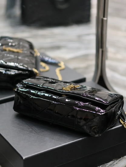 YSL Jaime Patent Black Bag - 25x15x7.5cm