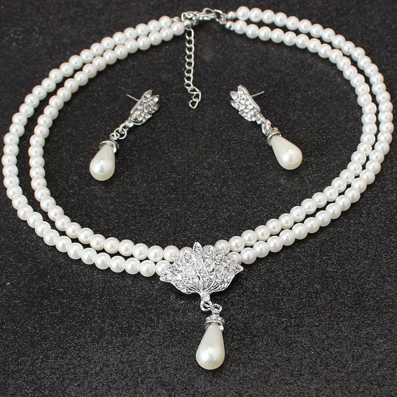 Pearl necklace alloy temperament wedding set