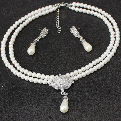 Pearl necklace alloy temperament wedding set