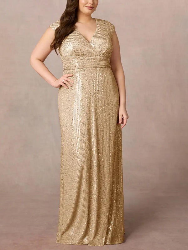 V-Neck Sequins Maxi Dress