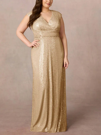 V-Neck Sequins Maxi Dress