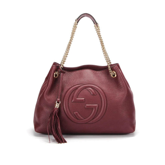 GUCCI SOHO SHOULDER BAG DARK RED 38CM