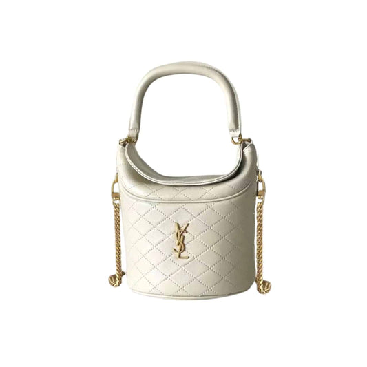 SAINT LAURENT GABY BUCKET BAG WHITE 17CM